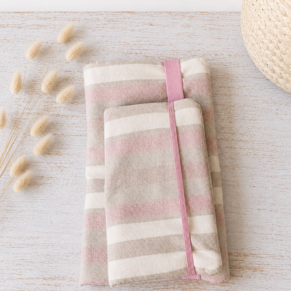 Wickeltasche aus Canvas - Rosa Beige gestreift