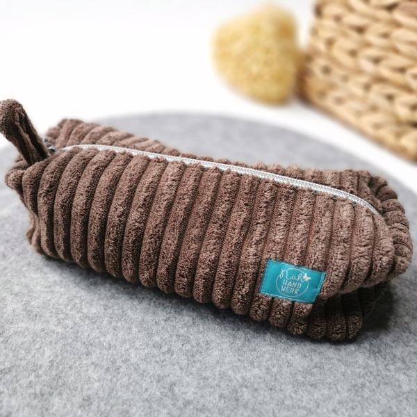 Kosmetiktasche Breitcord braun 