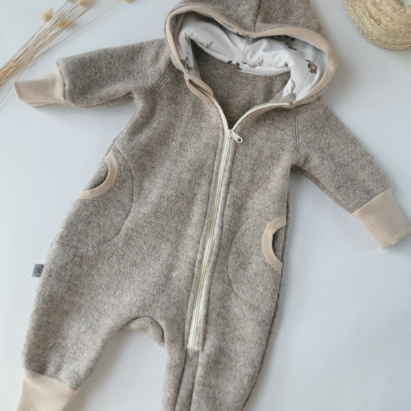Walkanzug Gr. 74 Beige – Ungefütterter Walkoverall aus 100% Schurwolle 