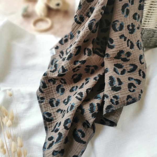 Musselin-Baby-Halstuch animal taupe 50x50 cm